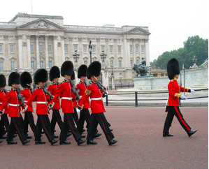 Guards Marching away from Buckingham Palace.